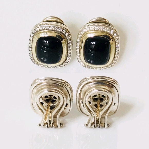 David Yurman Black Onyx & Diamond Albion Earrings - Picture 3 of 5